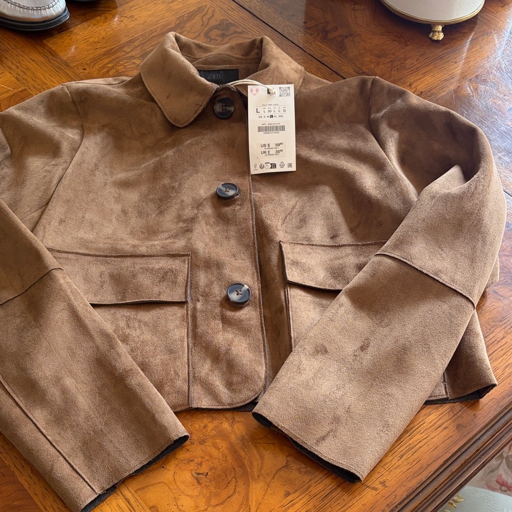 Zara Brown faux side jacket. Size  large. New with tags